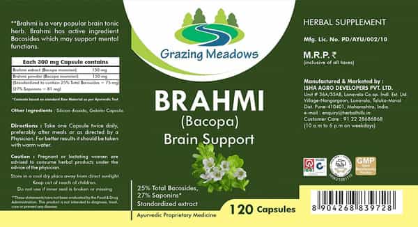 Grazing Meadows Brahmi - 120 Capsules (Pack Of 5)