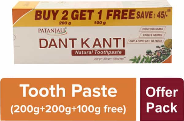 Patanjali Dant Kanti Toothpaste 200+200+100 Gm