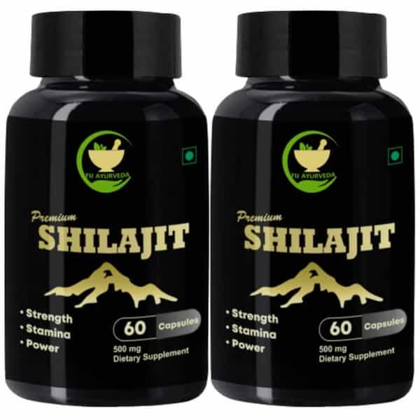 Fij Ayurveda Premium Shilajit/Shilajeet Extract Capsule|Strength & Stamina - 500Mg 60 Nos | 2 Pack