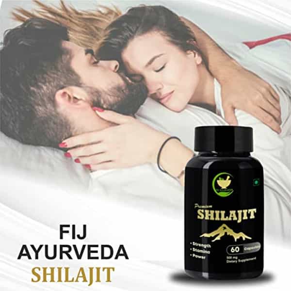 Fij Ayurveda Premium Shilajit/Shilajeet Extract Capsule|Strength & Stamina - 500Mg 60 Nos | 2 Pack