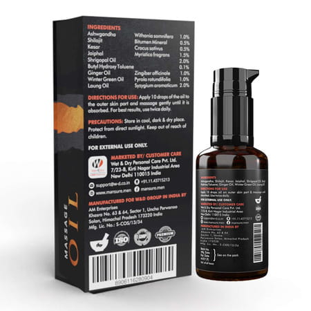 Mansure Combo - Massage Oil And Testosterone Booster Capsules For Men