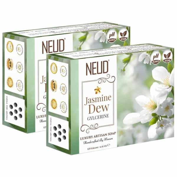 Neud Jasmine Dew Glycerine Artisan Handmade Soaps Bar - Pack 2 | 125Gm Each