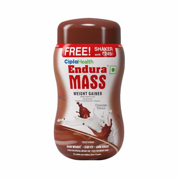 Endura Mass Weight Gainer Chocolate Flavour Jar Of 500Gm With Free Shaker