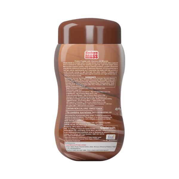 Endura Mass Weight Gainer Chocolate Flavour Jar Of 500Gm With Free Shaker
