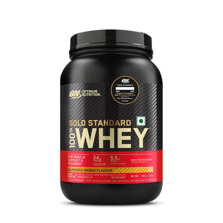 Optimum Nutrition (On) Gold Standard 100% Whey Protein Powder 2 Lb | 907g (Alphonso Mango)