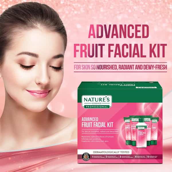 Nature's Essence Gentle Fruit Facial Kit | Nourished Radiant Skin | Fruit Extracts & Vit E | 498G