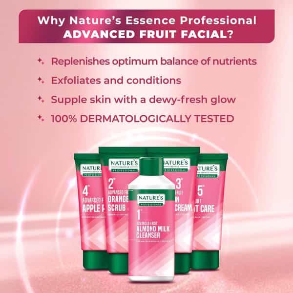 Nature's Essence Gentle Fruit Facial Kit | Nourished Radiant Skin | Fruit Extracts & Vit E | 498G