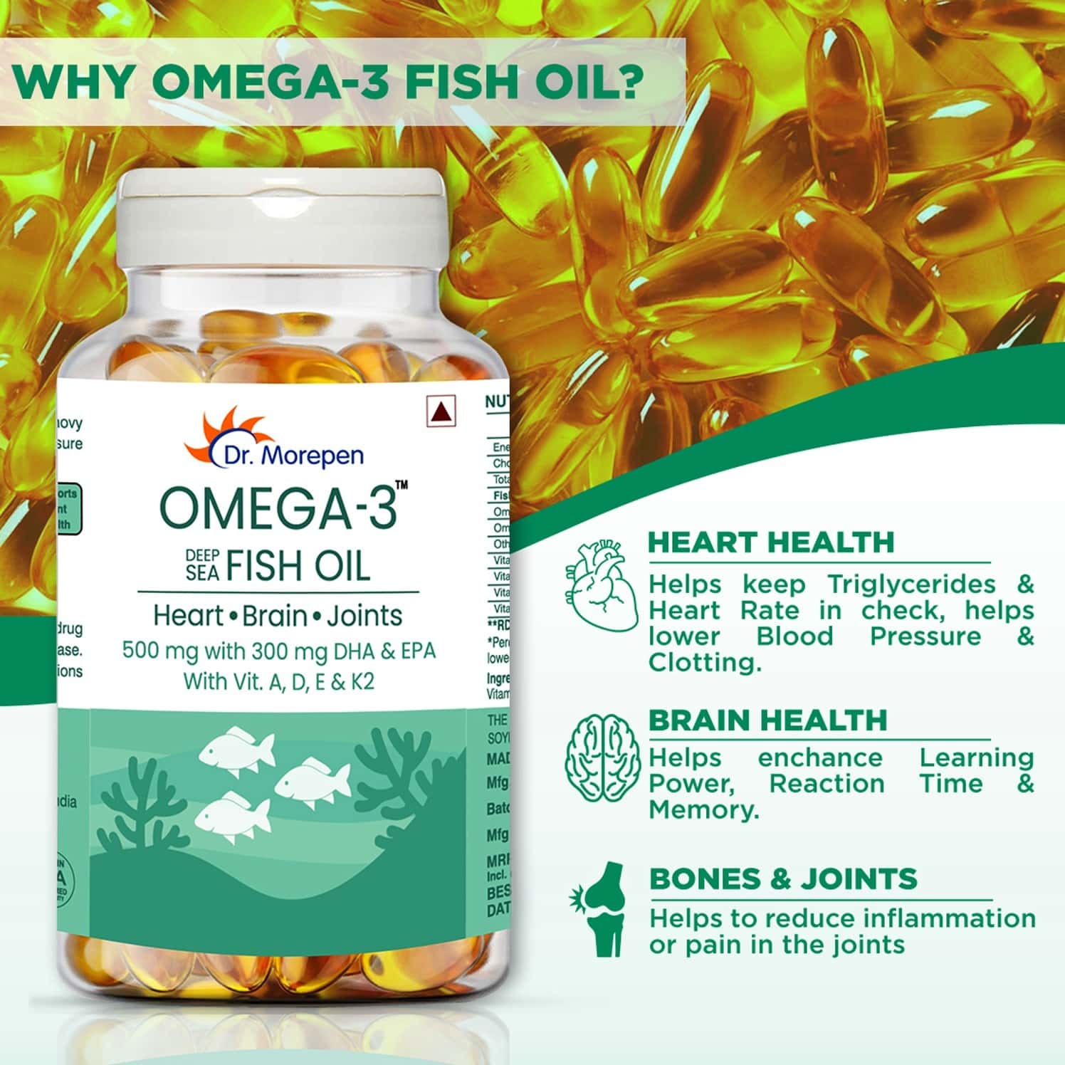 Buy DR. MOREPEN OMEGA 3 DEEP SEA FISH OIL CAPSULES FOR HEALTHY HEART