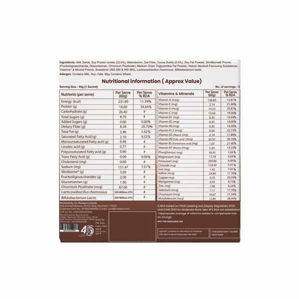 Dr. Morepen Lightlife On-The-Go Meal | Weight Management | Chicolate | Sachet | 5 No's