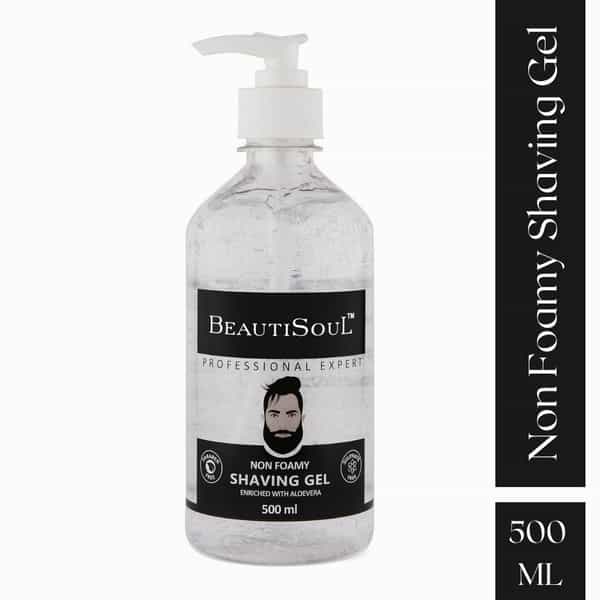 Beautisoul Non-Foamy Shaving Gel Enriched With Aloe Vera | Cucumber & Wheatgerm Extracts - 500Ml