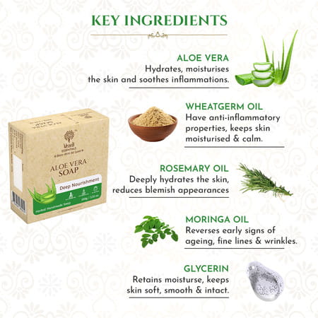 Khadi Essentials Aloe Vera Herbal Handmade Soap For Deep Nourishment - 100gm*Pack Of 3