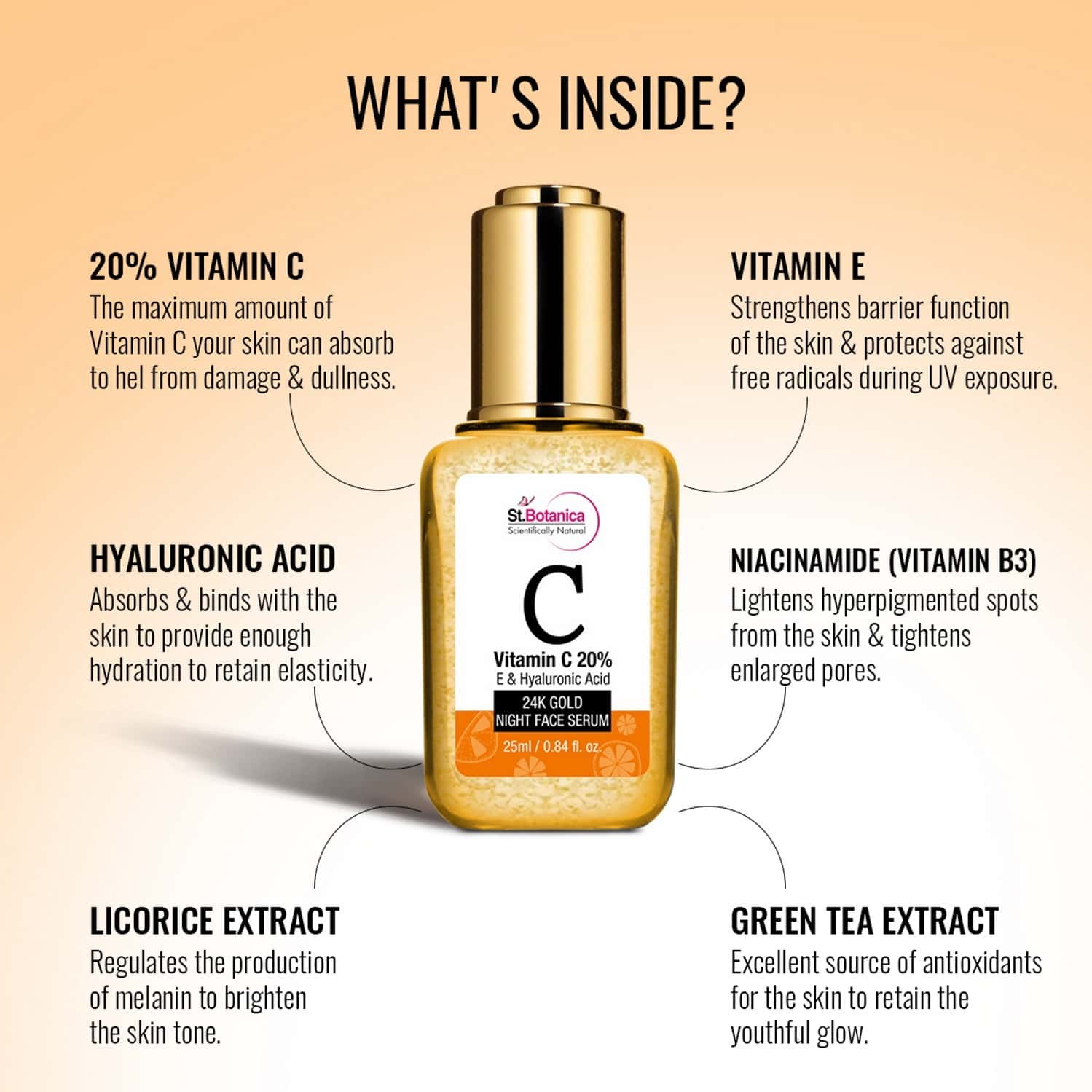 Buy ST.BOTANICA VITAMIN C 20, E & HYALURONIC ACID 24K GOLD NIGHT FACE