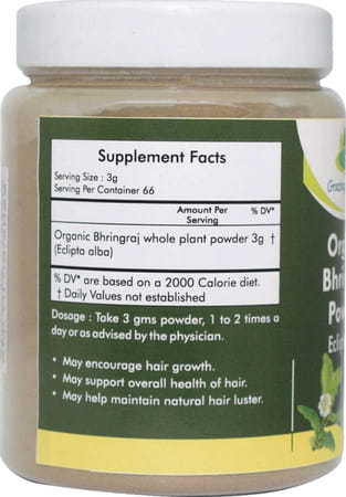 Grazing Meadows Organic Bhringraj Powder 200 Gmsfor Hair Growth Hair Health (Pack Of 4)