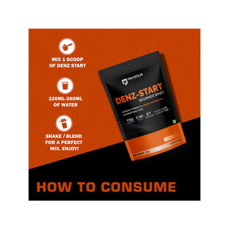 Denzour Nutrition Denz - Start Beginner's Whey Powder | For Men & Women - Belgium Chocolate | 1Kg