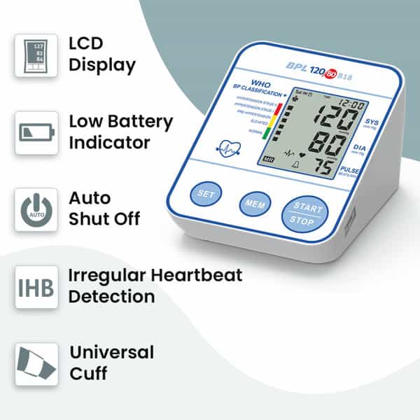 Bpl 120/80 B18 Digital Blood Pressure Monitor White - 1Pc