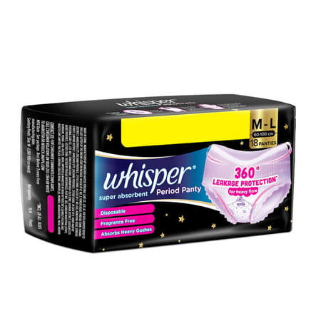 Whisper Super Absorbent Period Panty | M-L | 18 Pants