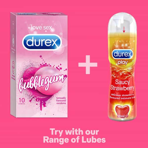 Durex Bubblegum Flavoured Condoms For Men - 10 Count (Pack Of 3)