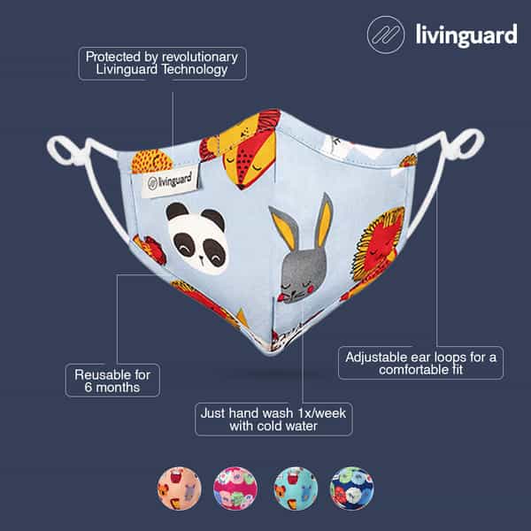 Livinguard Kids Street Mask - Aop Choco Paper Print: Pint |Anti-Microbial | Washable & Reusable - Xs