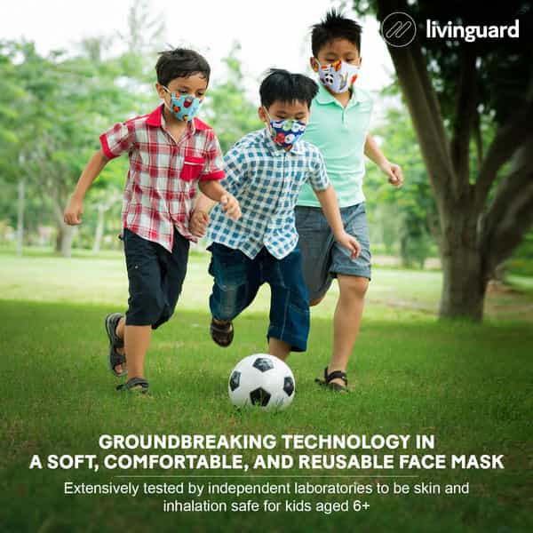 Livinguard Kids Street Mask - Aop Choco Paper Print: Pint |Anti-Microbial | Washable & Reusable - Xs