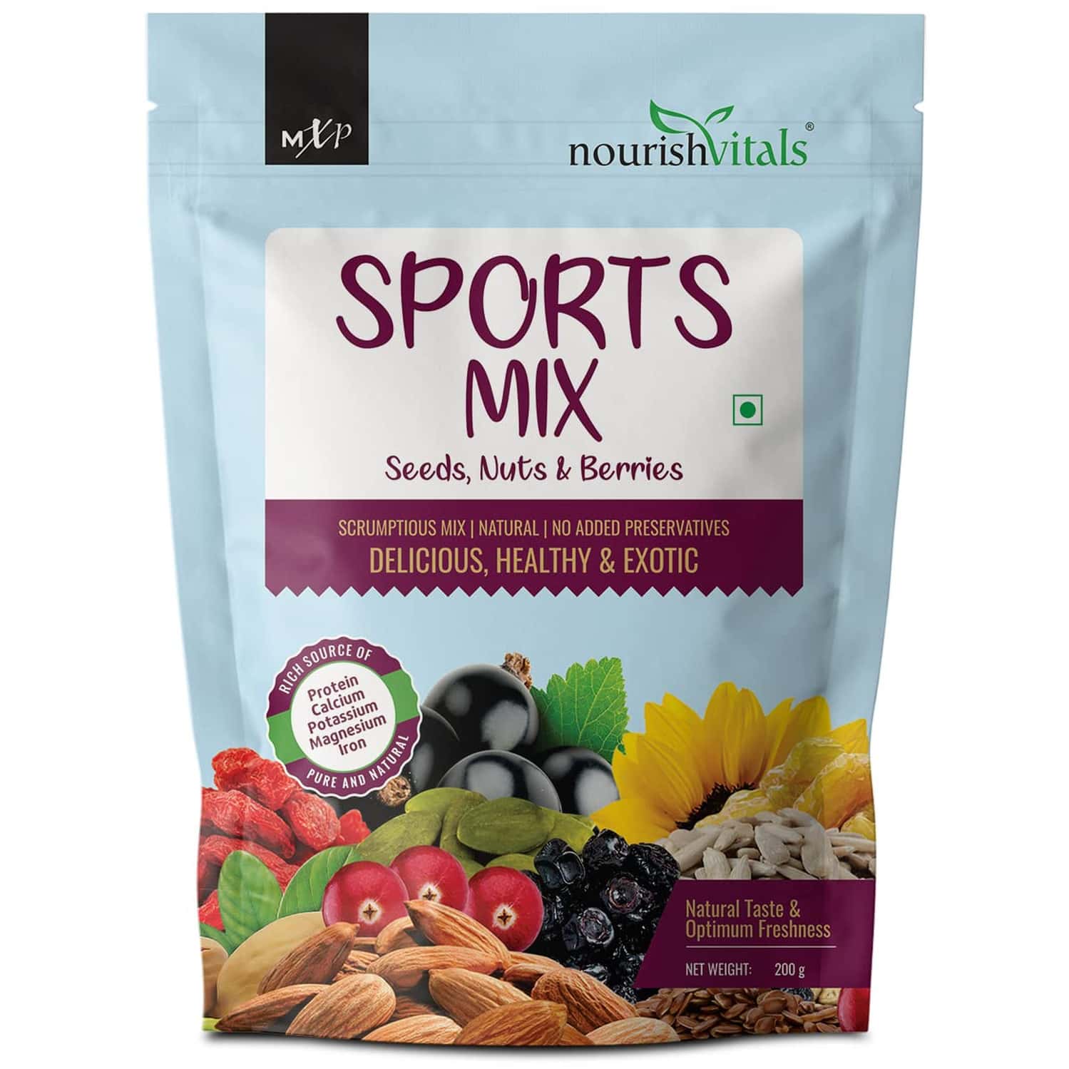Nourishvitals Sports Mix Seeds Nuts & Berries 200 G