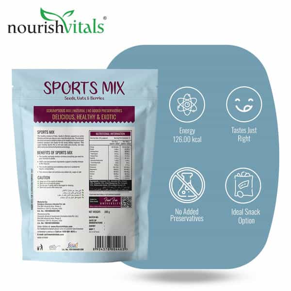 Nourishvitals Sports Mix Seeds Nuts & Berries 200 G