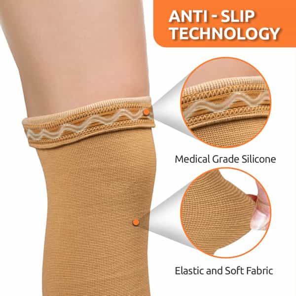 Vissco Varicose Vein Stockings For Leg Compression To Improve Blood Circulation- Medium (Beige)