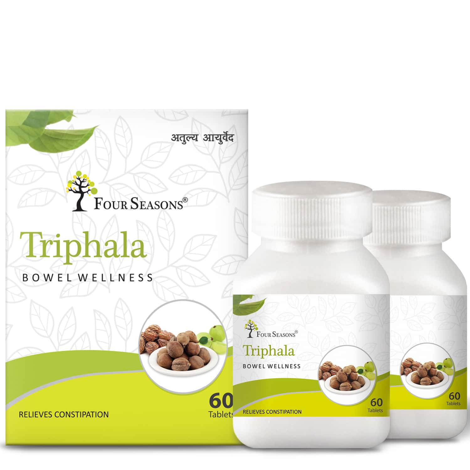 Four Seasons Triphala Tablets - 60tabs | Supports Bowel Wellness | Relieves Constipation (pack Of 2)