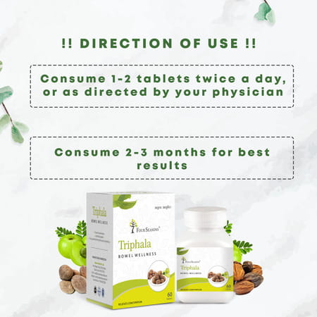 Four Seasons Triphala Tablets - 60Tabs | Supports Bowel Wellness | Relieves Constipation (Pack Of 2)