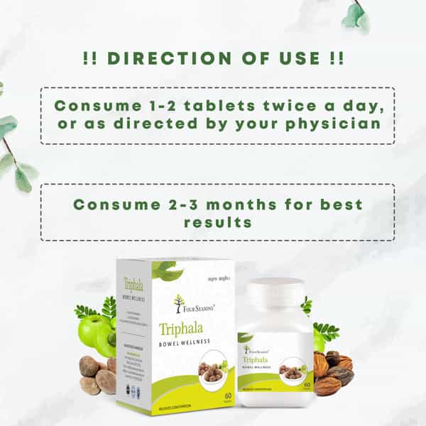 Four Seasons Triphala Tablets - 60Tabs | Supports Bowel Wellness | Relieves Constipation (Pack Of 2)
