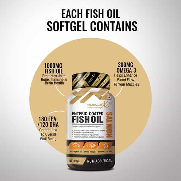 Musclexp Enteric Coated Salmon Fish Oil 1000Mg | 300Mg Omega 3- 60 Softgels
