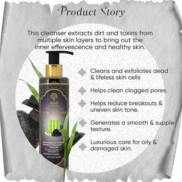 Khadi Essentials Charcoal Face Cleanser Bottle Of 200Ml