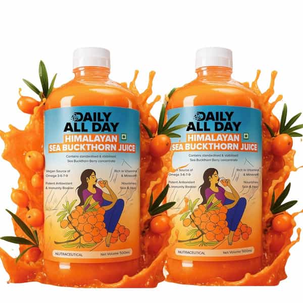 Daily All Day Himalayan Sea Buckthorn Berry Pulp Concentrated Juice 500 Ml X 2