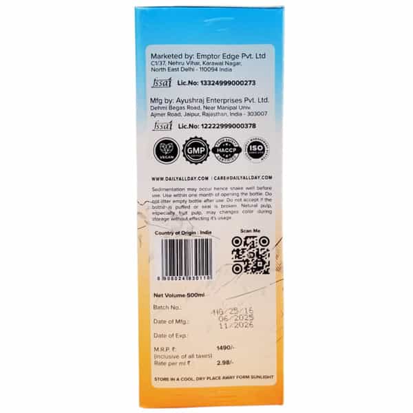 Daily All Day Himalayan Sea Buckthorn Berry Pulp Concentrated Juice 500 Ml X 2