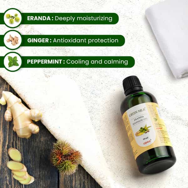 Green Milk Eranda Massage Oil For Moisturising | Relaxation & Skin Care | 90 Ml