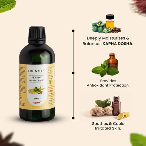 Green Milk Eranda Massage Oil For Moisturising | Relaxation & Skin Care | 90 Ml