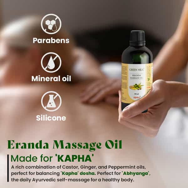 Green Milk Eranda Massage Oil For Moisturising | Relaxation & Skin Care | 90 Ml