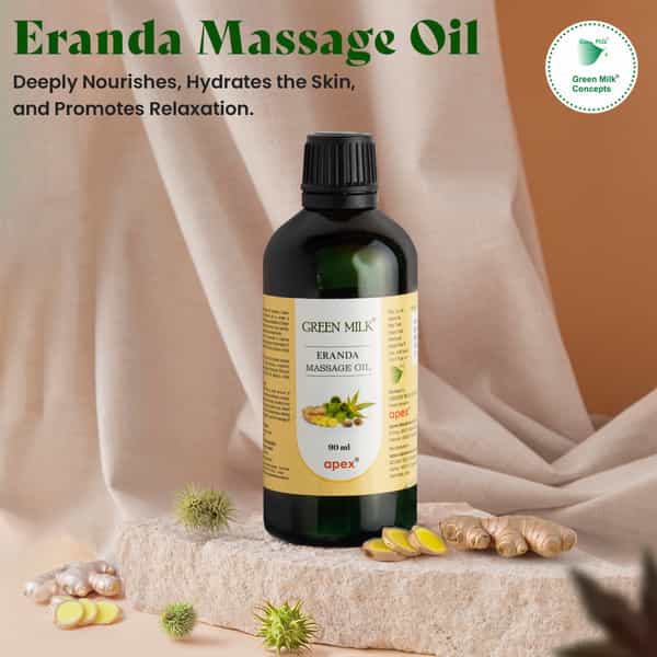 Green Milk Eranda Massage Oil For Moisturising | Relaxation & Skin Care | 90 Ml