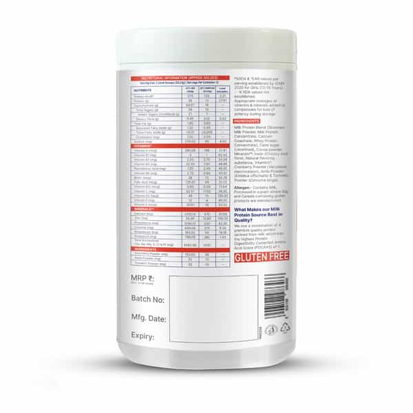 Gritzo Supermilk Growth (13+ Girl) | Cafe Mocha | 400G | 12G Protein With 20 Vitamins & Minerals