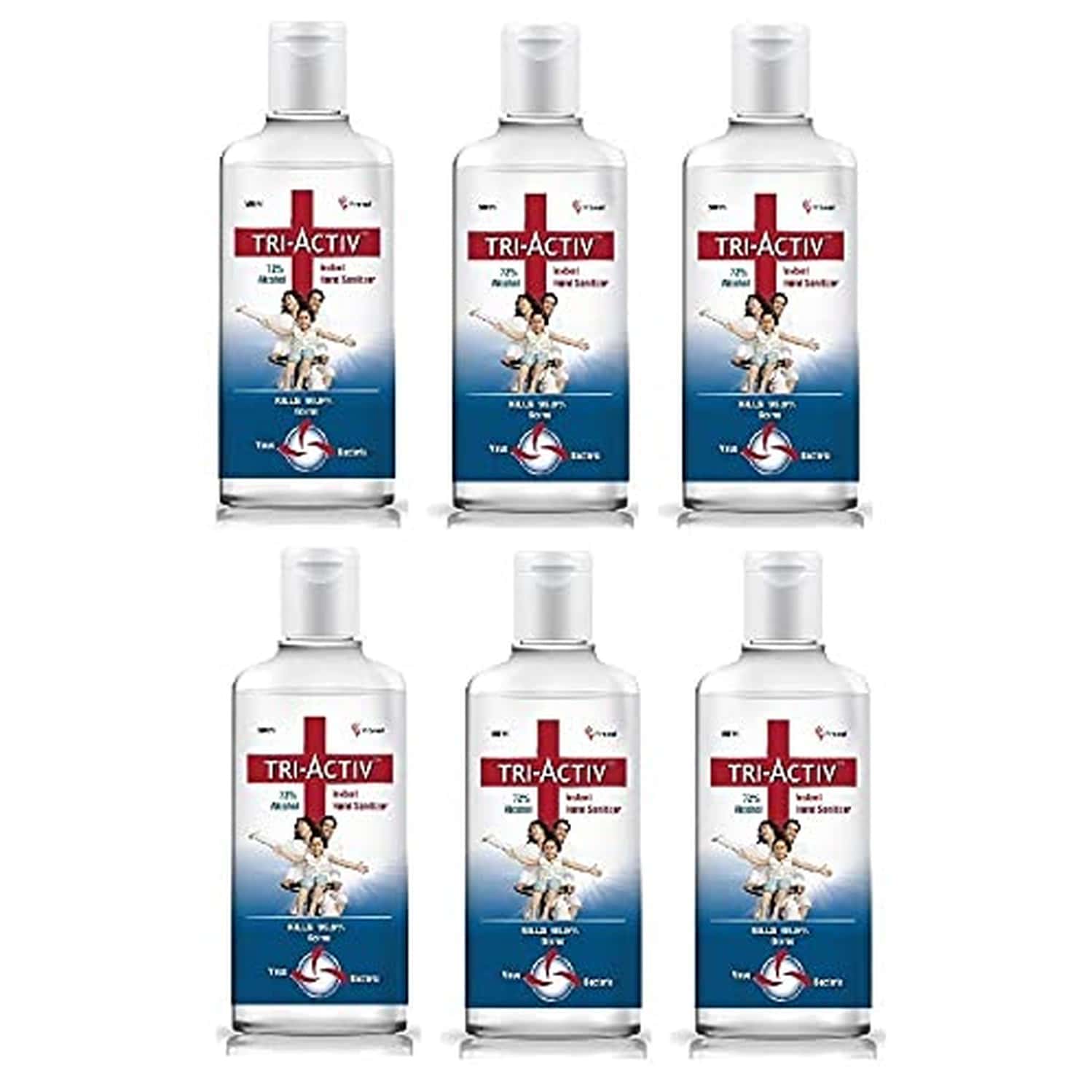 Tri-Activ 72% Alcohol Based Instant Hand Sanitizer - 500ml (Pack Of 6) | White | (271101)