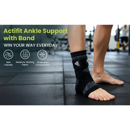 Actifit Ankle Support With Adjustable Band - Compression Brace For Pain Relief Sports Gym - Size Xl