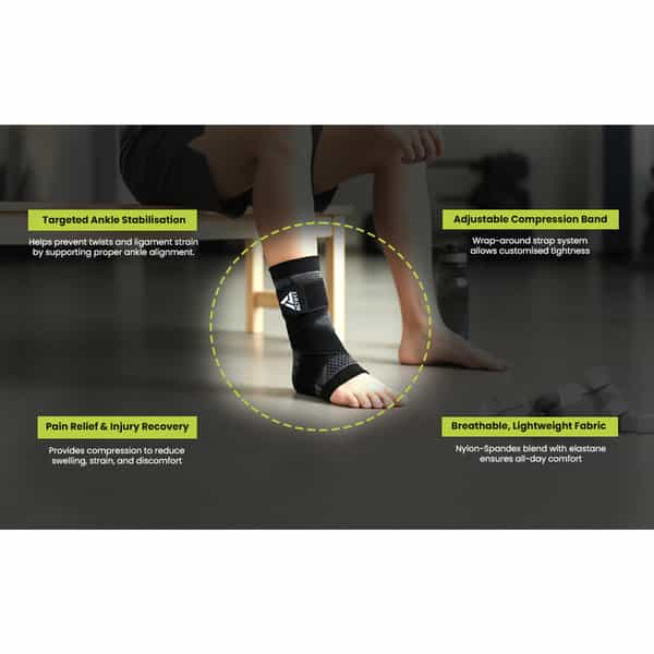 Actifit Ankle Support With Adjustable Band - Compression Brace For Pain Relief Sports Gym - Size Xl