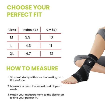 Actifit Ankle Support With Adjustable Band - Compression Brace For Pain Relief Sports Gym - Size Xl