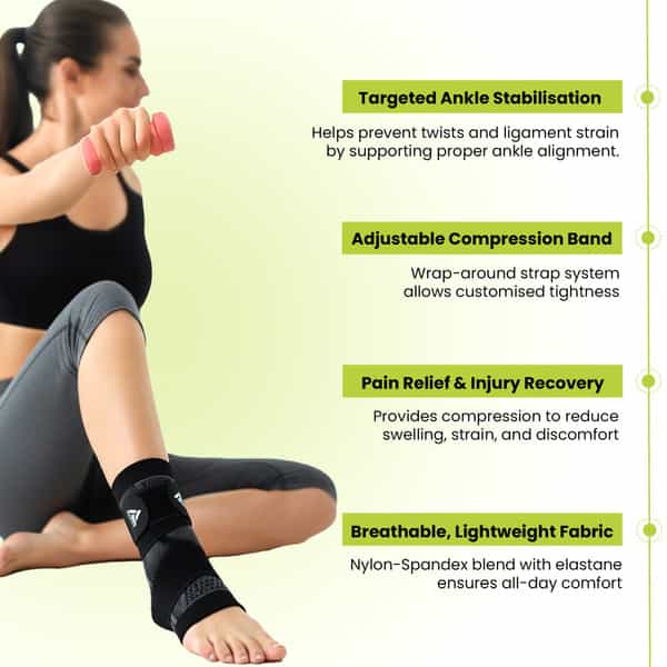 Actifit Ankle Support With Adjustable Band - Compression Brace For Pain Relief Sports Gym - Size Xl