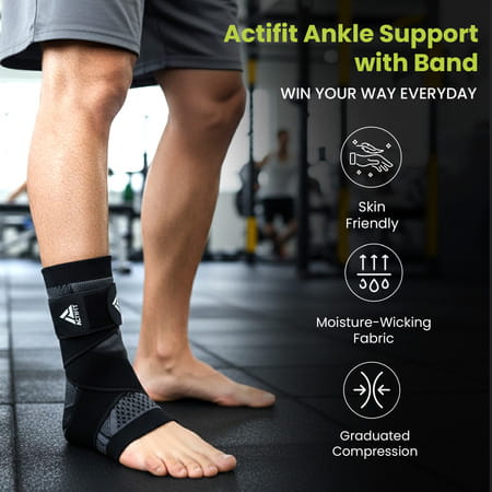 Actifit Ankle Support With Adjustable Band - Compression Brace For Pain Relief Sports Gym - Size Xl