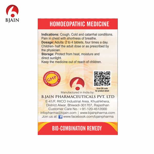 Bjain Bio Combination No. 06 Tablets 25G | Supports Cough | Cold & Chest Congestion Relief