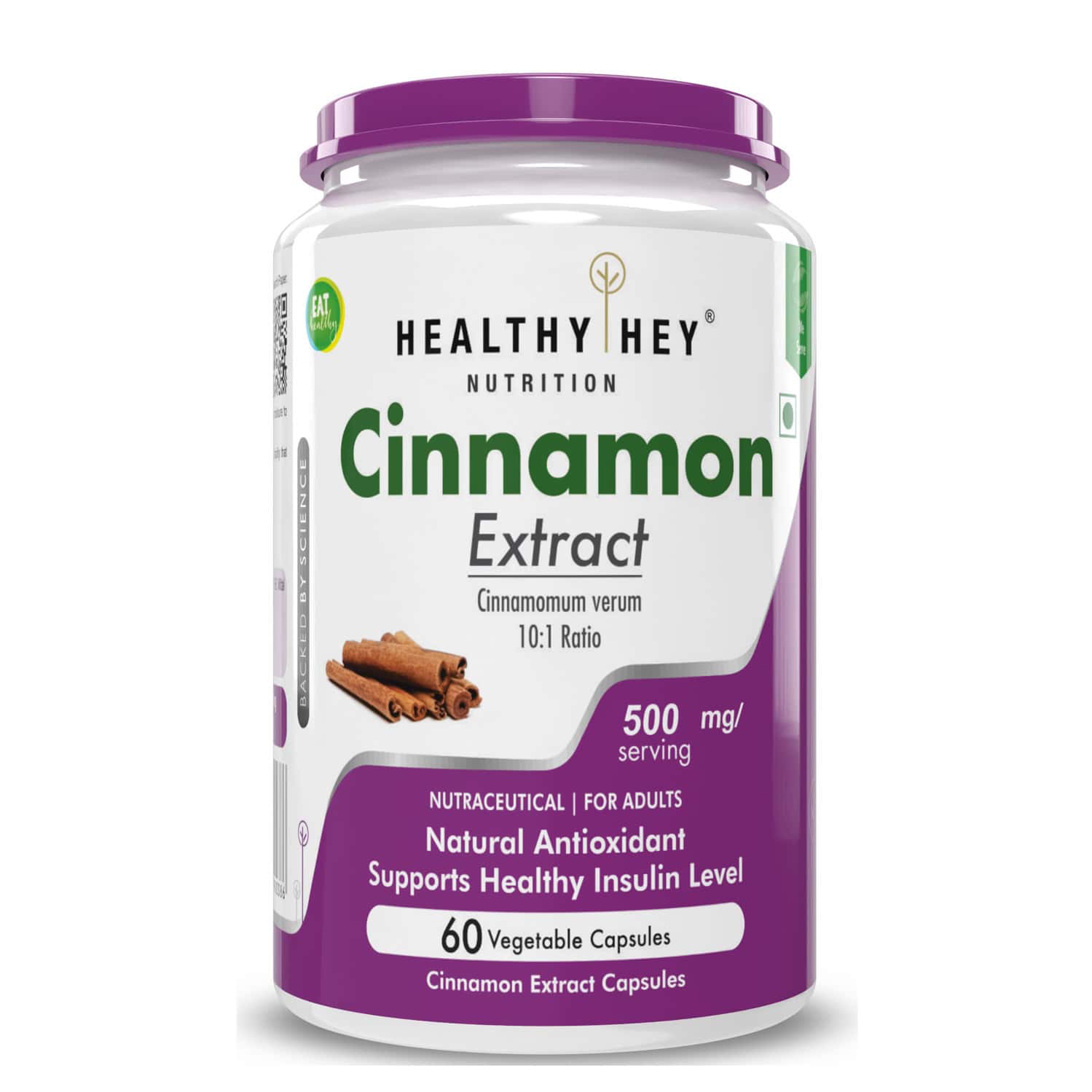 Healthyhey Cinnamon Extract 10:1 -support Healthy Glucose Levels -60 Veg. Caps