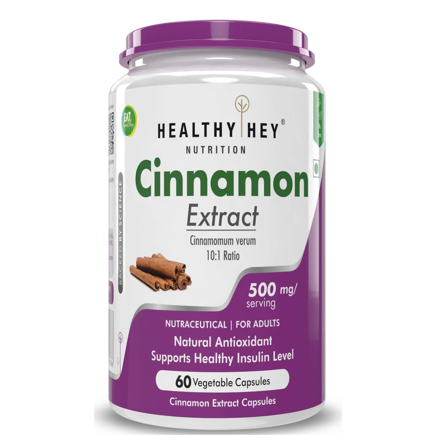 Healthyhey Cinnamon Extract 10:1 -support Healthy Glucose Levels -60 Veg. Caps