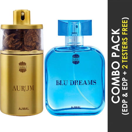 Ajmal Aurum Edp 75ml Perfume For Women And Blu Dreams Edp Citurs 100ml Perfume For Men Free