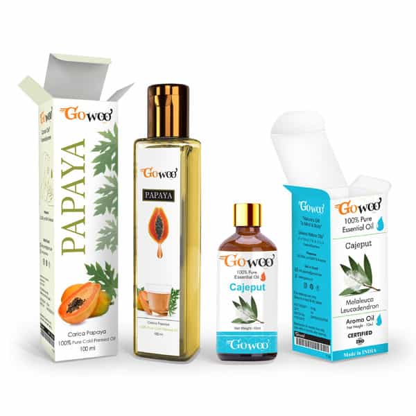 Pack Of 2 Cajeput Essential Oil And Papaya Seed Carrier Oil - 100% Pure & Natural Oil