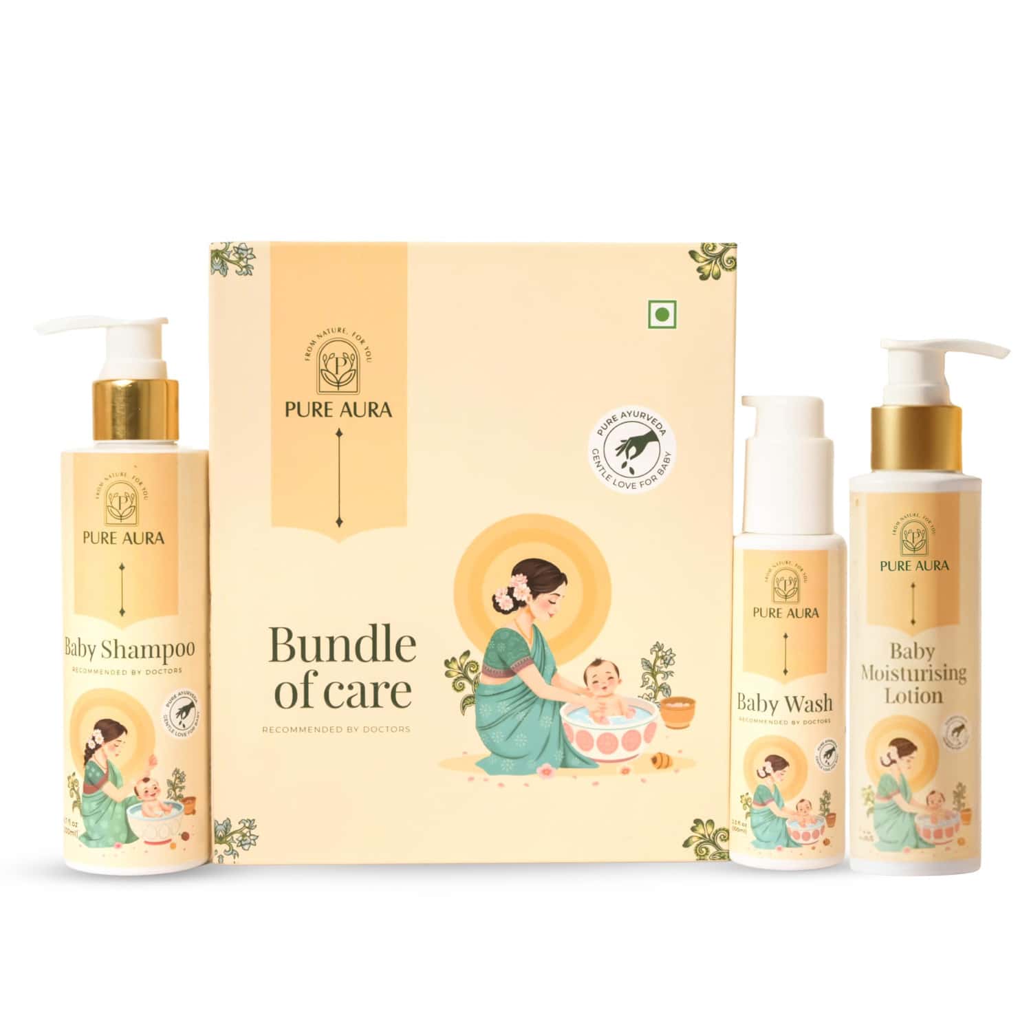 Pure Aura Head To Toe Harmony Baby Care Kit | Ayurvedic Baby Wash| Tear-Free Shampoo| Lotion